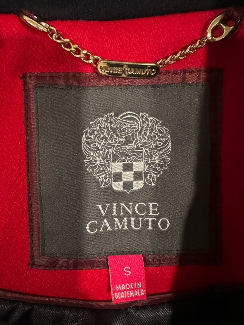 Vince Camuto Wool Navy Double-Breasted Trench Coat with Red Trim Sz S like new - Picture 11 of 12